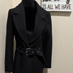 H&M Black Women's Trench Coat with Belt